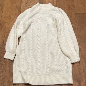 Abercrombie & Fitch White Cable Knit Turtleneck Sweater